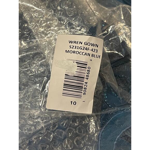 Sachin & Babi NEW Size 10 Moroccan Blue Crepe Embroidered Wren Cape Maxi Gown - Picture 9 of 12